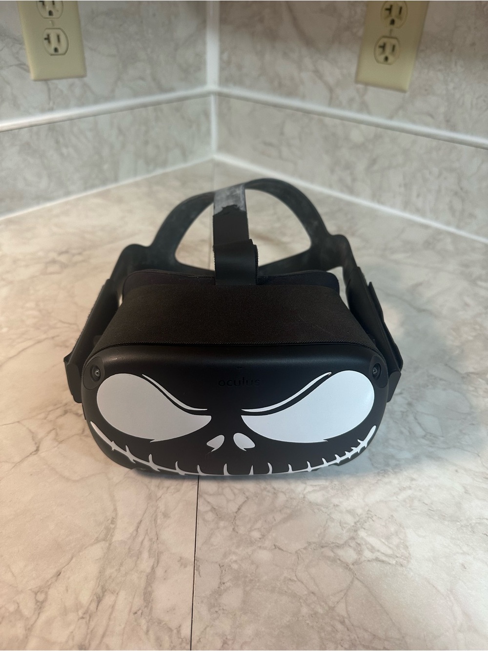 Oculus Black VR Headset with White Jack Skeleton Decal